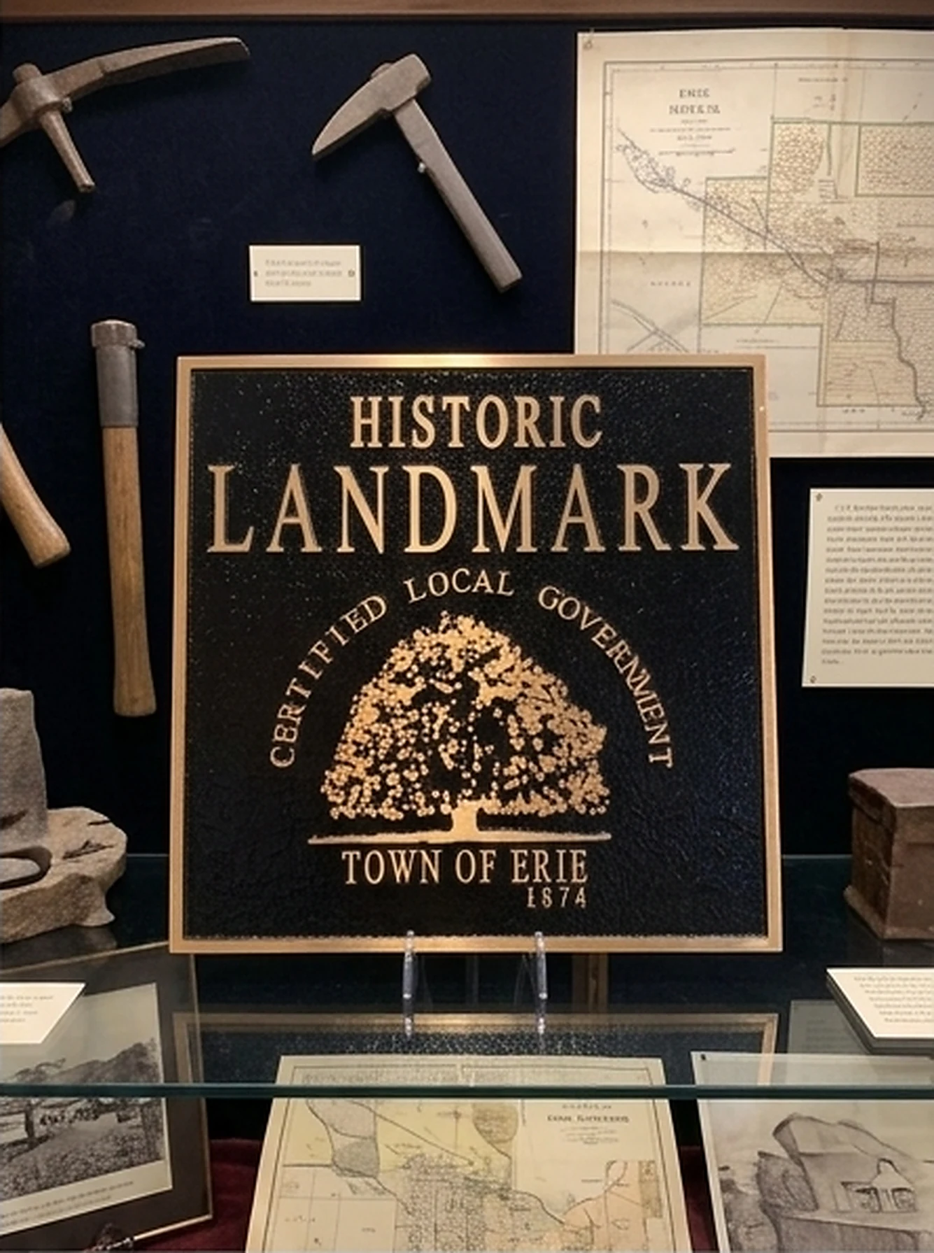 Historic Landmark cast bronze plaque for Town of Erie